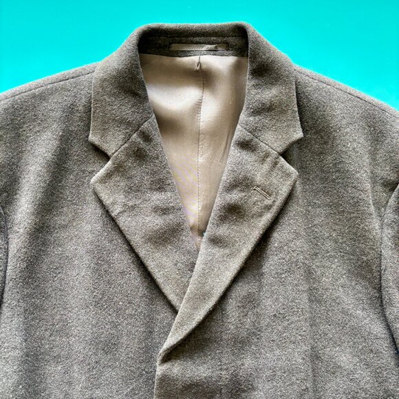 Vintage Racing Green Wool-Blend Grey Overcoat (Chest 44R) - Picture 4 of 16